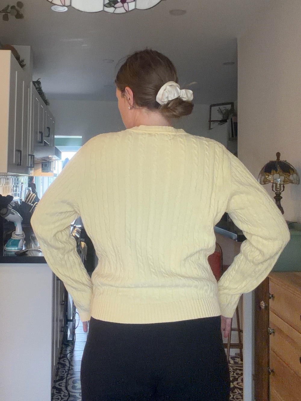 Butter Yellow Cable-Knit Crewneck Sweater - Picture 12 of 14